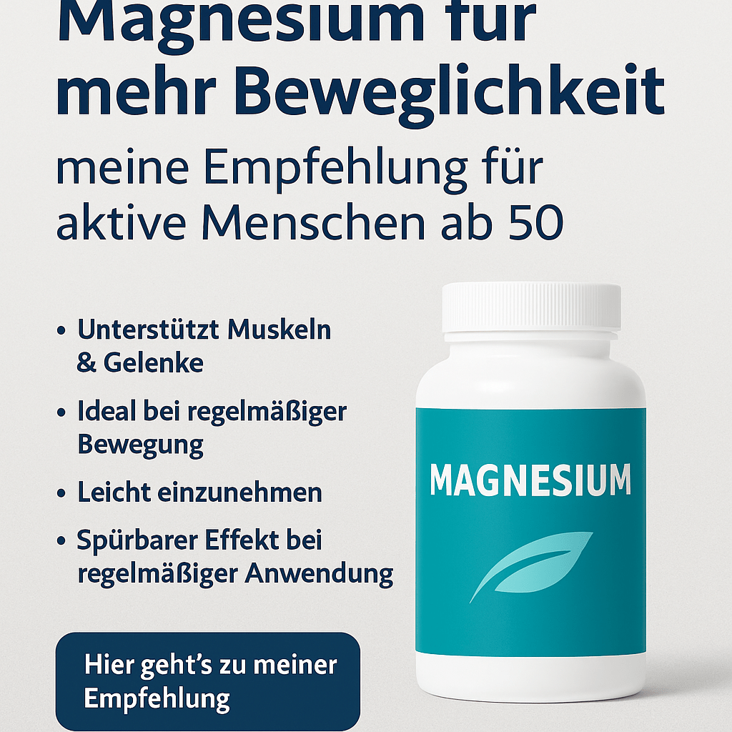 „Magnesium- und Gelenknahrung für aktive Menschen ab 50 – unterstützt Muskeln, Gelenke und Beweglichkeit beim Nordic Walking“