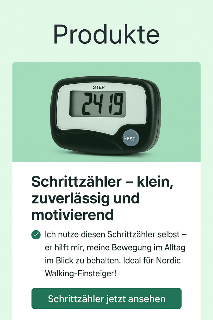„Einfacher Schrittzähler mit großem Display – ideal für Nordic Walking -Anfänger, ab 50, ohne App nutzbar''